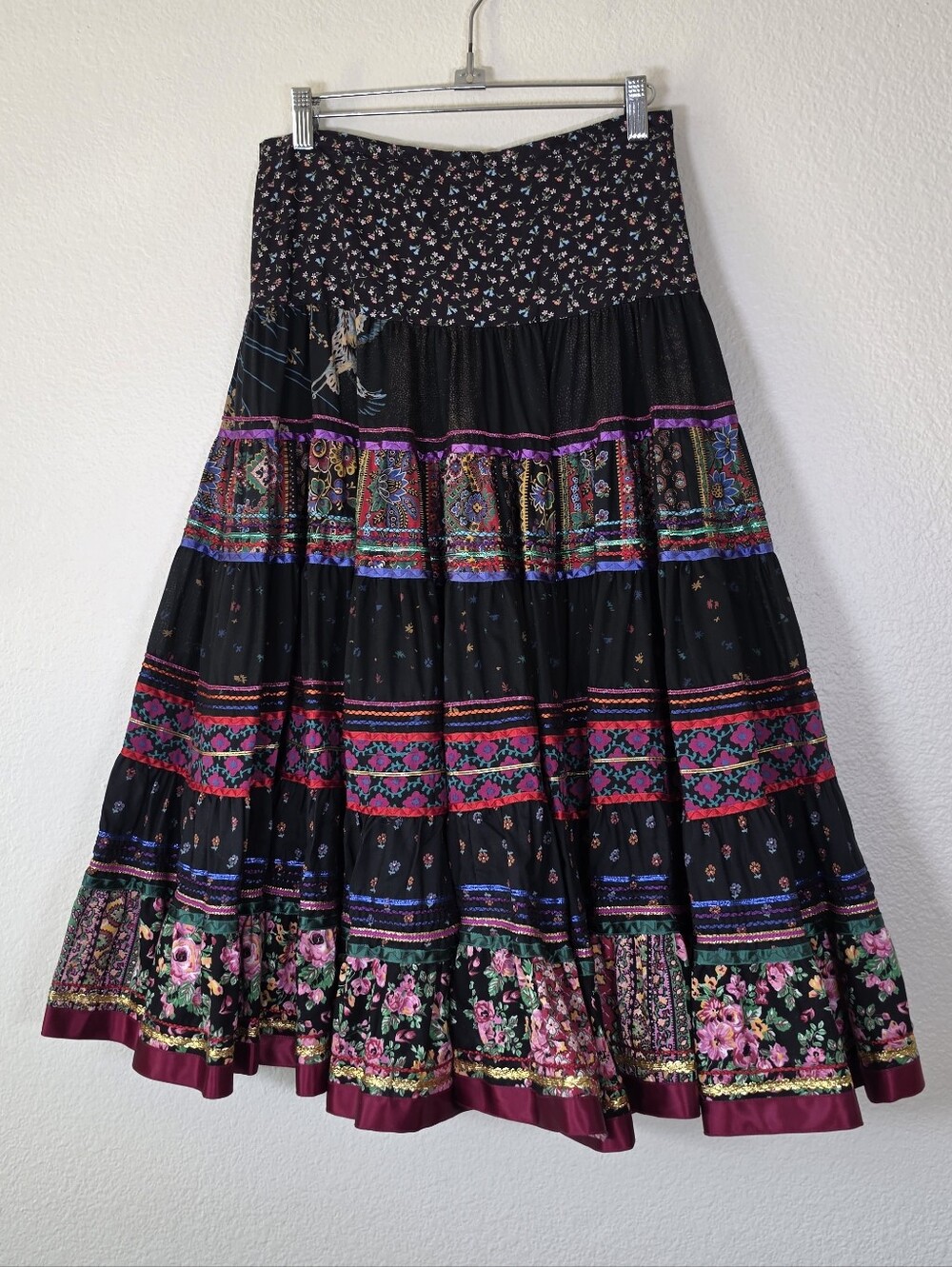 Vintage Anna Konya Tiered Floral Maxi Skirt